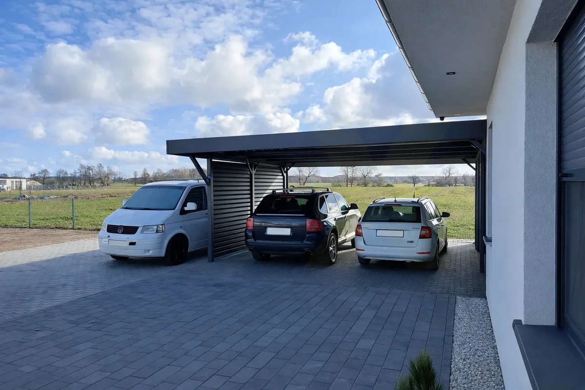 Carport nach Maß aus Stahl – individuell konfigurierbarer Bausatz Variante 3