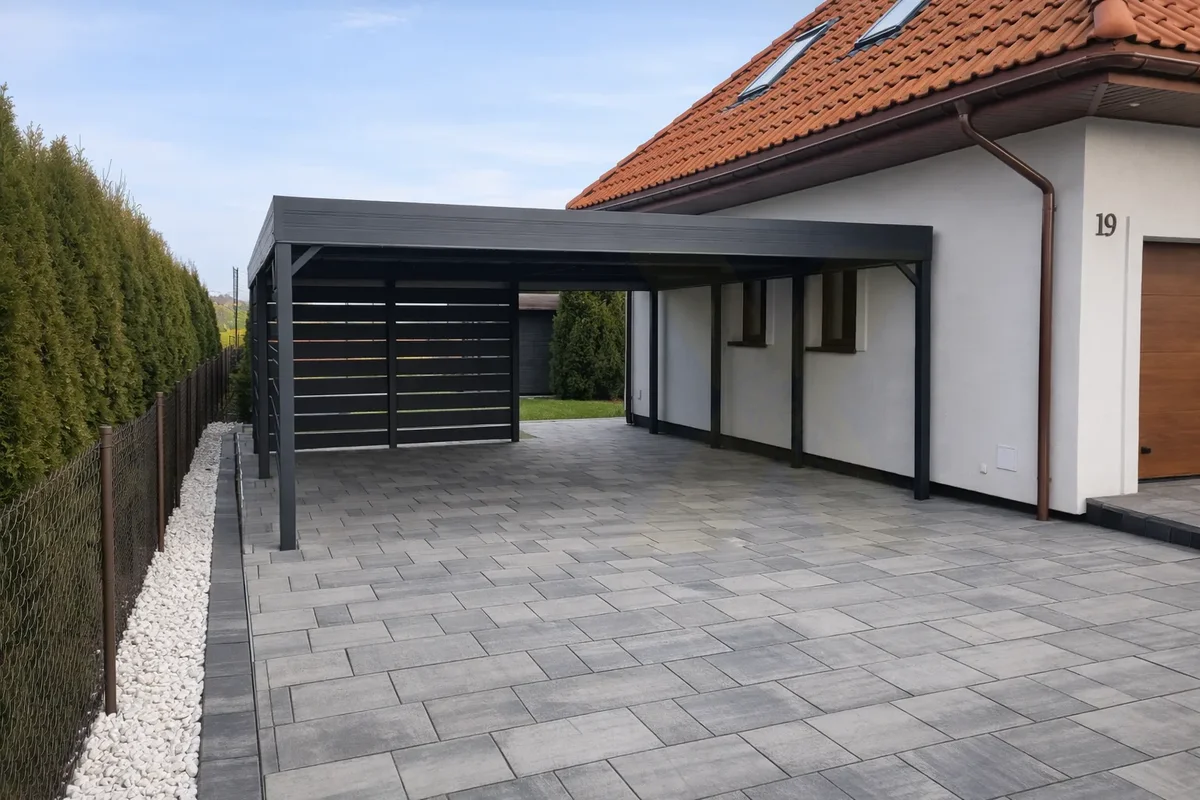 Doppelcarport aus Stahl in Anthrazit