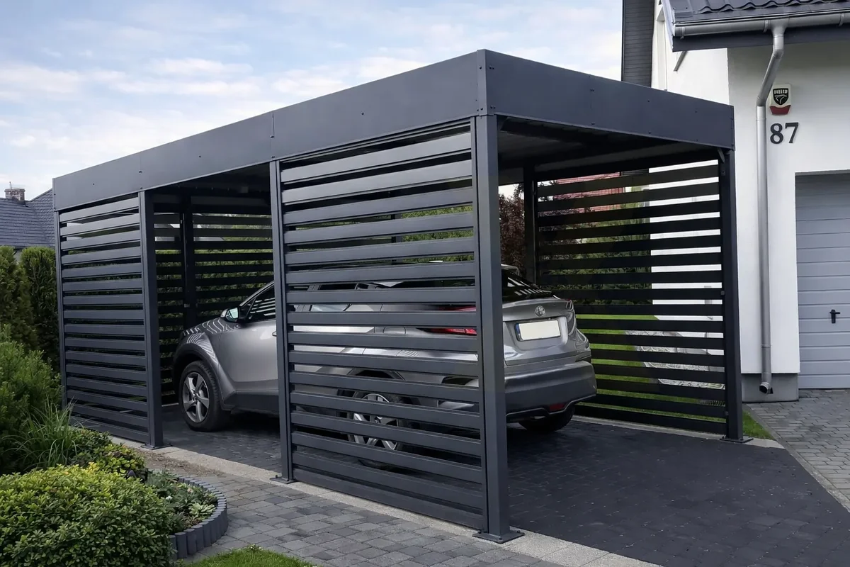 Einzelcarport aus Stahl freistehend nach Maß