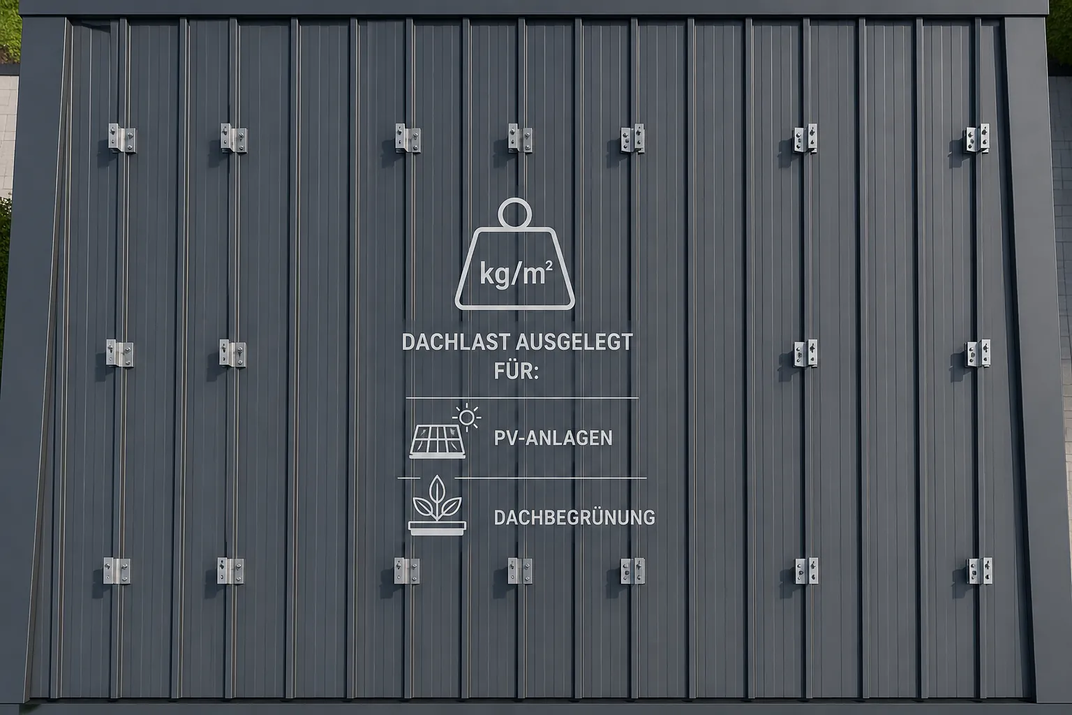 Carport-Dachfläche mit Vorbereitung für Photovoltaik-Module